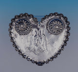 Edward Brown English Sterling Silver Inkwell Set w/Heart Shaped Tray 3pc (#3195)