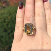 18k Yellow Gold Ring with Large 9.53ct Genuine Natural Smoky Quartz (#J6464)