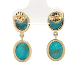 14k Gold Genuine Natural Kingman Turquoise Stud Dangle Earrings 7.39cttw #J6703