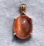14k Rose Gold Pendant with 6.70ct Oval Genuine Natural Sunstone (#J7537)