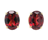 14k Oval Red Genuine Natural Garnet Stud Earrings 4.46 Carats TW (#J7294)