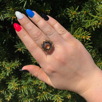 18k and 14k Rose Gold Handwrought Genuine Natural Smoky Quartz Ring (#J6605)