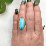 14k Rose Gold 6.59 Carat Genuine Natural Turquoise Ring Size 6 (#J7492)