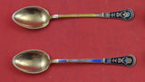 Norwegian Sterling Silver Coffee Spoon & Tongs 13-pc Set in Original Box Enamel