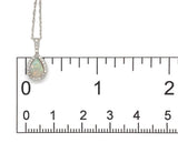 Platinum .43ct Pear Shape Australian Genuine Natural Opal Diamond Pendant #J7451