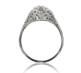 Art Deco 18k White Gold .60ct Genuine Natural Diamond Filigree Ring (#J6751)