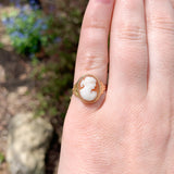 10k Yellow Gold Genuine Natural Shell Cameo Ring Size 5.25 Jewelry (#J7273)