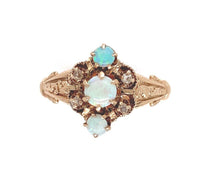 10k Rose Gold Victorian Genuine Natural Opal and Diamond Ring Size 6 (#J6289)
