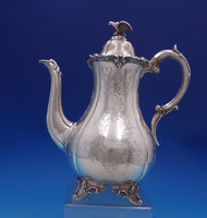 Robert Harper English Victorian Sterling Silver Tea Set 4pc w/Bird SP Tray #7043