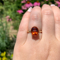 14k Yellow Gold 4 Carat Vibrant Orange Genuine Natural Citrine Ring (#J6797)