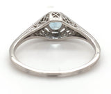Platinum Filigree Deco .34ct Genuine Natural Aquamarine Ring Size 6 3/4 (#J7562)
