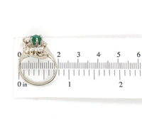 14k White Gold .65ct Genuine Natural Emerald and Diamond Cocktail Ring (#J7164)