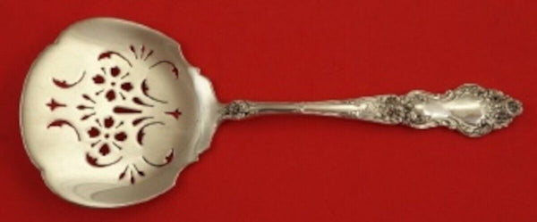 Meadow Rose by Wallace Sterling Silver Tomato Server Pierced with Flowers 7 3/8"