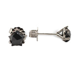 Platinum Stud Earrings w/Star Shaped .97ct TW Genuine Black Diamonds (#J7517)