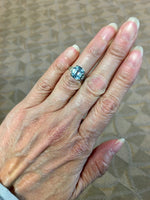 14k Gold 3.43 Carat Antique Cushion Cut Genuine Natural Aquamarine Ring (#J5210)