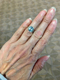 14k Gold 3.43 Carat Antique Cushion Cut Genuine Natural Aquamarine Ring (#J5210)