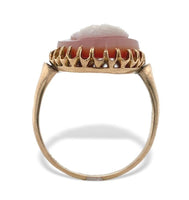 10k Yellow Gold Genuine Natural Agate Stone Cameo Ring Fine Carving (#J7058)
