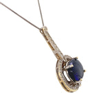 14k Gold Genuine Natural Black Opal and Diamond Pendant with GIA Report (#J6594)