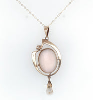 10k Yellow Gold Angel Skin Shell Cameo and Diamond Pendant Jewelry (#J6062)