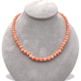 Genuine Natural Coral Bead Necklace w/ 6mm Beads 14k Gold Clasp 18 3/8" (#J7579)
