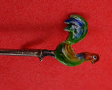Sterling Silver Cocktail Pick with 3D Figural Rooster with Enamel 3 1/4" (#6853)