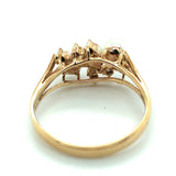 14k Cultured Saltwater Pearls and Diamond Ring (#J4930)