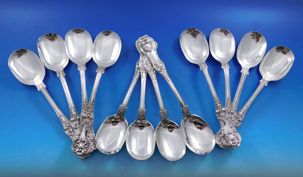 English King by Tiffany and Co Sterling Silver Gumbo Soup Spoon Set 12 pcs Lg 8"