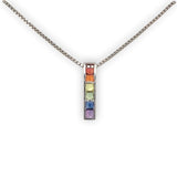 14k Gold Princess Cut Genuine Natural Rainbow Sapphire Pendant w/ Chain (#J6679)