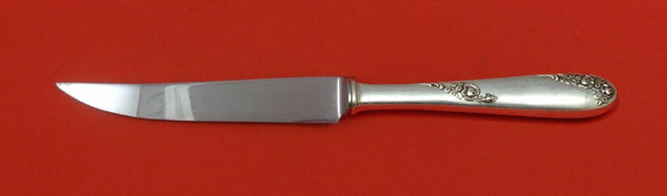Sweetheart Rose by Lunt Sterling Silver Steak Knife Serrated HHWS Custom 8 1/2"