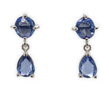 Platinum 2.41 Carat TW Round and Pear Shaped Genuine Sapphire Earrings (#J7541)