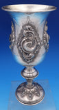 Italian Sterling Silver Goblet with Beaded & Swirl design 9 3/8" Heavy (#8371)