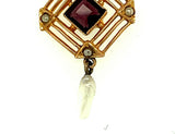 10k Yellow Gold Lavaliere Pendant with Purple Stone Seed Pearl (#J4787)