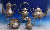 Martin Hall and Co English Victorian Sterling Silver Tea Set 5pc 3D Bird (#8710)