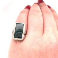 14k Gold Art Deco Filigree Genuine Natural Bloodstone Ring with Scallop (#J5786)