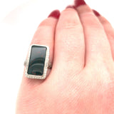 14k Gold Art Deco Filigree Genuine Natural Bloodstone Ring with Scallop (#J5786)