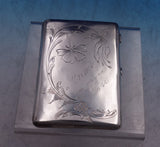 Russian .875 Silver Card Case Engraved Flower and Ribbon c. 1908-1926  (#6928)