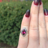 10k Gold Filigree Ring w/Marquise 1.73ct Genuine Natural Rhodolite Garnet #J6458