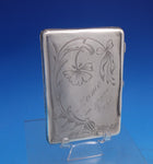 Russian 875 Silver Card Case Engraved Flower & Ribbon Odessa 1908-1926  (#6928)