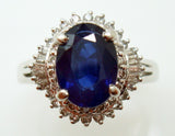 Platinum 1.42ct Blue Genuine Natural Sapphire and Diamond Ring w/ Report (#J487)
