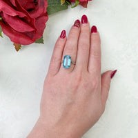 14k White Gold 7.92 Carat Genuine Natural Aquamarine Ring Size 8 (#J7202)