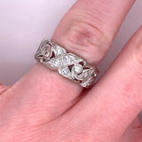 14k White Gold Pierced Genuine Natural Diamond Eternity Band Size 6 (#J5160)