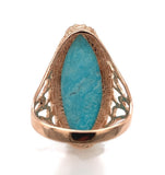 14k Rose Gold 6.59 Carat Genuine Natural Turquoise Ring Size 6 (#J7492)