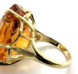 18k Yellow Gold Ring with a Huge 37 Carat Citrine Size 8.75 Easily Sized #J6336