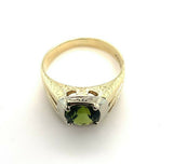 10k Yellow White Gold Men's 1.58ct Green Genuine Natural Tourmaline Ring (#5282)