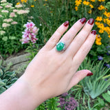 Platinum GIA A Jadeite Jade Ring with 1.36cttw in Diamonds Size 7 (#J6910)