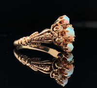 10k Rose Gold Victorian Genuine Natural Opal and Diamond Ring Size 6 (#J6289)