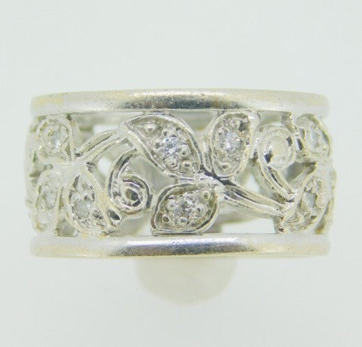 14k White Gold Eternity Genuine Natural Diamond Ring Band 10mm (#J4223)