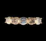 14k Yellow Gold Genuine Natural Moonstone Five-Stone Band Ring Size 6.75 #J6801