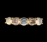 14k Yellow Gold Genuine Natural Moonstone Five-Stone Band Ring Size 6.75 #J6801