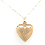 14k Gold Heart Shaped Locket with Genuine Natural Diamond and 14k Chain (#J6521)